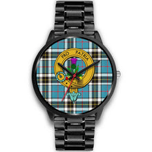 Load image into Gallery viewer, Thomson Clans ,Black Metal Link watch, leather steel watch, tartan watch, tartan watches, clan watch, scotland watch, merry christmas, cyber Monday, halloween, black Friday