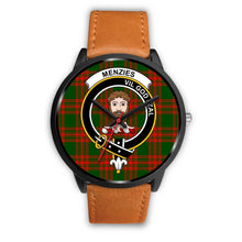 Load image into Gallery viewer, Menzies Green Modern Clans ,Pink Leather watch, leather steel watch, tartan watch, tartan watches, clan watch, scotland watch, merry christmas, cyber Monday, halloween, black Friday