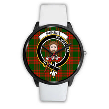Load image into Gallery viewer, Menzies Green Modern Clans ,Silver Metal Mesh watch, leather steel watch, tartan watch, tartan watches, clan watch, scotland watch, merry christmas, cyber Monday, halloween, black Friday