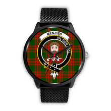 Load image into Gallery viewer, Menzies Green Modern Clans ,Rose Gold Metal Mesh watch, leather steel watch, tartan watch, tartan watches, clan watch, scotland watch, merry christmas, cyber Monday, halloween, black Friday