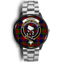 Load image into Gallery viewer, Tennant Clans ,Black Metal Link watch, leather steel watch, tartan watch, tartan watches, clan watch, scotland watch, merry christmas, cyber Monday, halloween, black Friday