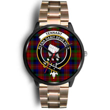 Load image into Gallery viewer, Tennant Clans ,Black Leather watch, leather steel watch, tartan watch, tartan watches, clan watch, scotland watch, merry christmas, cyber Monday, halloween, black Friday
