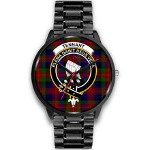 Load image into Gallery viewer, Tennant Clans ,Black Metal Link watch, leather steel watch, tartan watch, tartan watches, clan watch, scotland watch, merry christmas, cyber Monday, halloween, black Friday