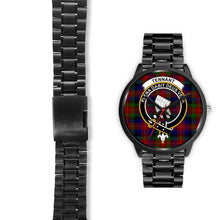 Load image into Gallery viewer, Tennant Clans ,Black Leather watch, leather steel watch, tartan watch, tartan watches, clan watch, scotland watch, merry christmas, cyber Monday, halloween, black Friday