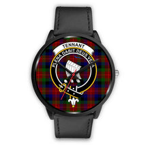 Load image into Gallery viewer, Tennant Clans ,Black Metal Mesh watch, leather steel watch, tartan watch, tartan watches, clan watch, scotland watch, merry christmas, cyber Monday, halloween, black Friday