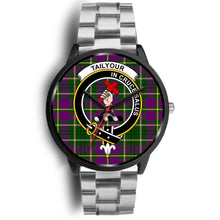 Load image into Gallery viewer, Taylor Clans ,Black Metal Link watch, leather steel watch, tartan watch, tartan watches, clan watch, scotland watch, merry christmas, cyber Monday, halloween, black Friday