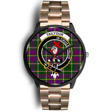Load image into Gallery viewer, Taylor Clans ,Black Leather watch, leather steel watch, tartan watch, tartan watches, clan watch, scotland watch, merry christmas, cyber Monday, halloween, black Friday
