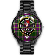 Load image into Gallery viewer, Taylor Clans ,Black Metal Link watch, leather steel watch, tartan watch, tartan watches, clan watch, scotland watch, merry christmas, cyber Monday, halloween, black Friday