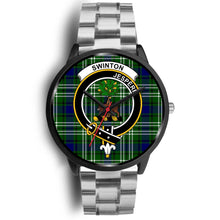 Load image into Gallery viewer, Swinton Clans ,Black Metal Link watch, leather steel watch, tartan watch, tartan watches, clan watch, scotland watch, merry christmas, cyber Monday, halloween, black Friday
