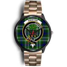Load image into Gallery viewer, Swinton Clans ,Black Leather watch, leather steel watch, tartan watch, tartan watches, clan watch, scotland watch, merry christmas, cyber Monday, halloween, black Friday