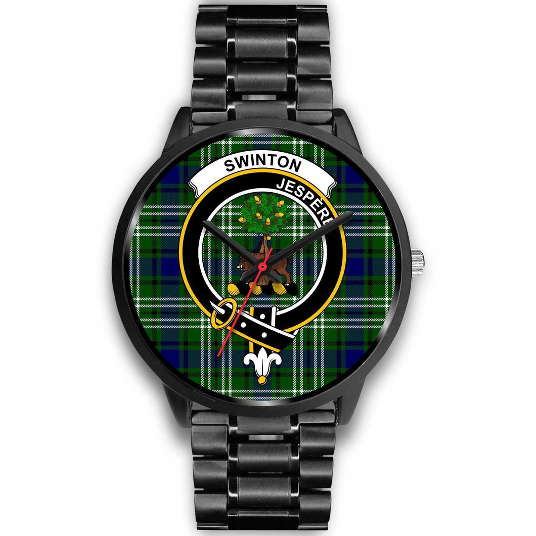 Swinton Clans ,Black Metal Link watch, leather steel watch, tartan watch, tartan watches, clan watch, scotland watch, merry christmas, cyber Monday, halloween, black Friday