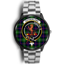 Load image into Gallery viewer, Sutherland II Clans ,Black Metal Link watch, leather steel watch, tartan watch, tartan watches, clan watch, scotland watch, merry christmas, cyber Monday, halloween, black Friday