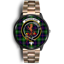 Load image into Gallery viewer, Sutherland II Clans ,Black Leather watch, leather steel watch, tartan watch, tartan watches, clan watch, scotland watch, merry christmas, cyber Monday, halloween, black Friday