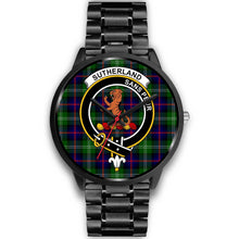 Load image into Gallery viewer, Sutherland II Clans ,Black Metal Link watch, leather steel watch, tartan watch, tartan watches, clan watch, scotland watch, merry christmas, cyber Monday, halloween, black Friday