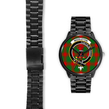 Load image into Gallery viewer, Middleton Modern Clans ,Black Leather watch, leather steel watch, tartan watch, tartan watches, clan watch, scotland watch, merry christmas, cyber Monday, halloween, black Friday