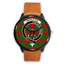 Load image into Gallery viewer, Middleton Modern Clans ,Pink Leather watch, leather steel watch, tartan watch, tartan watches, clan watch, scotland watch, merry christmas, cyber Monday, halloween, black Friday