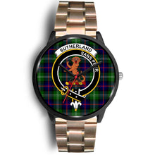 Load image into Gallery viewer, Sutherland I Clans ,Black Leather watch, leather steel watch, tartan watch, tartan watches, clan watch, scotland watch, merry christmas, cyber Monday, halloween, black Friday