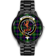 Load image into Gallery viewer, Sutherland I Clans ,Black Metal Link watch, leather steel watch, tartan watch, tartan watches, clan watch, scotland watch, merry christmas, cyber Monday, halloween, black Friday
