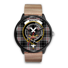 Load image into Gallery viewer, Moffat Modern Clans ,Brown Leather watch, leather steel watch, tartan watch, tartan watches, clan watch, scotland watch, merry christmas, cyber Monday, halloween, black Friday