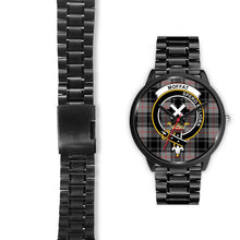 Load image into Gallery viewer, Moffat Modern Clans ,Black Leather watch, leather steel watch, tartan watch, tartan watches, clan watch, scotland watch, merry christmas, cyber Monday, halloween, black Friday