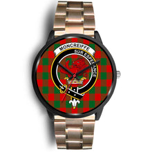 Load image into Gallery viewer, Moncrieffe Clans ,Black Leather watch, leather steel watch, tartan watch, tartan watches, clan watch, scotland watch, merry christmas, cyber Monday, halloween, black Friday