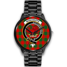 Load image into Gallery viewer, Moncrieffe Clans ,Black Metal Link watch, leather steel watch, tartan watch, tartan watches, clan watch, scotland watch, merry christmas, cyber Monday, halloween, black Friday