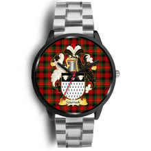 Load image into Gallery viewer, Sturrock Clans ,Black Metal Link watch, leather steel watch, tartan watch, tartan watches, clan watch, scotland watch, merry christmas, cyber Monday, halloween, black Friday