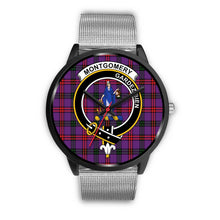 Load image into Gallery viewer, Montgomery Modern Clans ,Rose Gold Metal Link watch, leather steel watch, tartan watch, tartan watches, clan watch, scotland watch, merry christmas, cyber Monday, halloween, black Friday