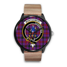Load image into Gallery viewer, Montgomery Modern Clans ,Brown Leather watch, leather steel watch, tartan watch, tartan watches, clan watch, scotland watch, merry christmas, cyber Monday, halloween, black Friday