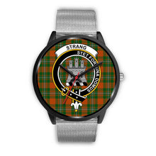 Load image into Gallery viewer, Strang Clans ,Rose Gold Metal Link watch, leather steel watch, tartan watch, tartan watches, clan watch, scotland watch, merry christmas, cyber Monday, halloween, black Friday