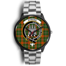 Load image into Gallery viewer, Strang Clans ,Black Metal Link watch, leather steel watch, tartan watch, tartan watches, clan watch, scotland watch, merry christmas, cyber Monday, halloween, black Friday