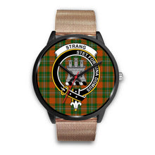 Load image into Gallery viewer, Strang Clans ,Brown Leather watch, leather steel watch, tartan watch, tartan watches, clan watch, scotland watch, merry christmas, cyber Monday, halloween, black Friday