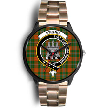 Load image into Gallery viewer, Strang Clans ,Black Leather watch, leather steel watch, tartan watch, tartan watches, clan watch, scotland watch, merry christmas, cyber Monday, halloween, black Friday