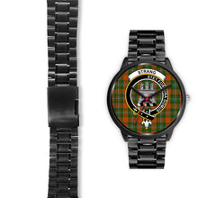 Load image into Gallery viewer, Strang Clans ,Black Leather watch, leather steel watch, tartan watch, tartan watches, clan watch, scotland watch, merry christmas, cyber Monday, halloween, black Friday