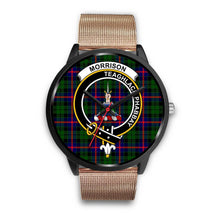 Load image into Gallery viewer, Morrison Modern Clans ,Brown Leather watch, leather steel watch, tartan watch, tartan watches, clan watch, scotland watch, merry christmas, cyber Monday, halloween, black Friday