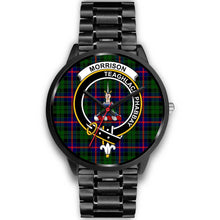 Load image into Gallery viewer, Morrison Modern Clans ,Black Metal Link watch, leather steel watch, tartan watch, tartan watches, clan watch, scotland watch, merry christmas, cyber Monday, halloween, black Friday