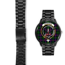 Load image into Gallery viewer, Morrison Modern Clans ,Black Leather watch, leather steel watch, tartan watch, tartan watches, clan watch, scotland watch, merry christmas, cyber Monday, halloween, black Friday