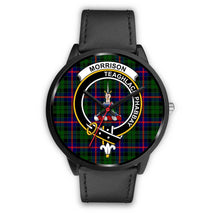 Load image into Gallery viewer, Morrison Modern Clans ,Black Metal Mesh watch, leather steel watch, tartan watch, tartan watches, clan watch, scotland watch, merry christmas, cyber Monday, halloween, black Friday