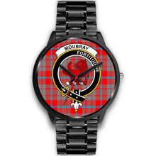 Load image into Gallery viewer, Moubray Clans ,Black Metal Link watch, leather steel watch, tartan watch, tartan watches, clan watch, scotland watch, merry christmas, cyber Monday, halloween, black Friday