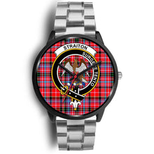 Load image into Gallery viewer, Straiton Clans ,Black Metal Link watch, leather steel watch, tartan watch, tartan watches, clan watch, scotland watch, merry christmas, cyber Monday, halloween, black Friday