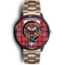 Load image into Gallery viewer, Straiton Clans ,Black Leather watch, leather steel watch, tartan watch, tartan watches, clan watch, scotland watch, merry christmas, cyber Monday, halloween, black Friday