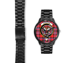 Load image into Gallery viewer, Straiton Clans ,Black Leather watch, leather steel watch, tartan watch, tartan watches, clan watch, scotland watch, merry christmas, cyber Monday, halloween, black Friday