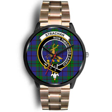 Load image into Gallery viewer, Strachan Clans ,Black Leather watch, leather steel watch, tartan watch, tartan watches, clan watch, scotland watch, merry christmas, cyber Monday, halloween, black Friday