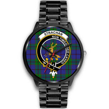Load image into Gallery viewer, Strachan Clans ,Black Metal Link watch, leather steel watch, tartan watch, tartan watches, clan watch, scotland watch, merry christmas, cyber Monday, halloween, black Friday