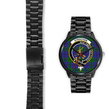 Load image into Gallery viewer, Strachan Clans ,Black Leather watch, leather steel watch, tartan watch, tartan watches, clan watch, scotland watch, merry christmas, cyber Monday, halloween, black Friday