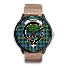 Load image into Gallery viewer, Mowat Clans ,Brown Leather watch, leather steel watch, tartan watch, tartan watches, clan watch, scotland watch, merry christmas, cyber Monday, halloween, black Friday