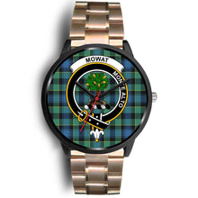 Load image into Gallery viewer, Mowat Clans ,Black Leather watch, leather steel watch, tartan watch, tartan watches, clan watch, scotland watch, merry christmas, cyber Monday, halloween, black Friday