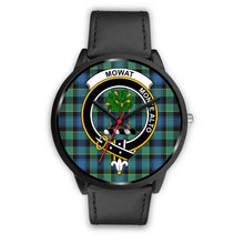 Load image into Gallery viewer, Mowat Clans ,Black Metal Mesh watch, leather steel watch, tartan watch, tartan watches, clan watch, scotland watch, merry christmas, cyber Monday, halloween, black Friday