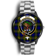 Load image into Gallery viewer, Muir Clans ,Black Metal Link watch, leather steel watch, tartan watch, tartan watches, clan watch, scotland watch, merry christmas, cyber Monday, halloween, black Friday