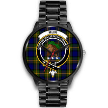 Load image into Gallery viewer, Muir Clans ,Black Metal Link watch, leather steel watch, tartan watch, tartan watches, clan watch, scotland watch, merry christmas, cyber Monday, halloween, black Friday